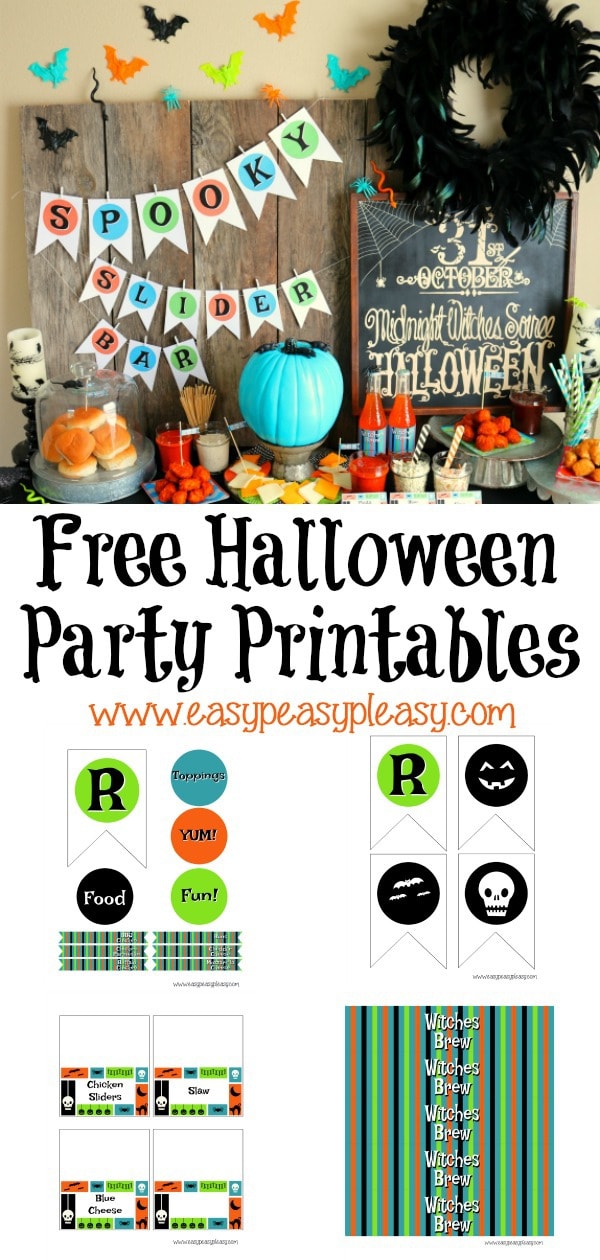 Free Halloween Party Printables perfect for a spooky slider bar including drink labels and food labels. #freeprintables #halloweenparty #sliderbar