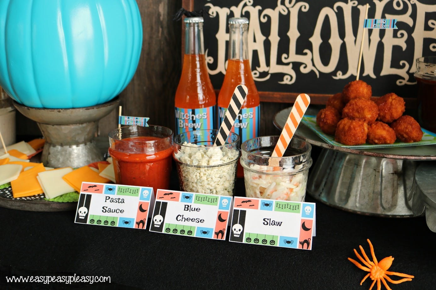 Free Printable Spooky Chicken Slider Bar Tent Labels.