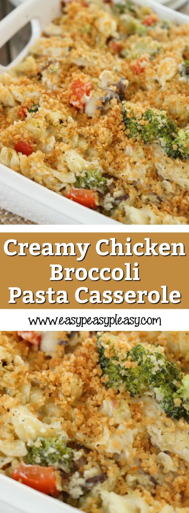 This Creamy Chicken Broccoli Casserole is the perfect addition to any potluck, family gathering, or reheated for a weeknight dinner.