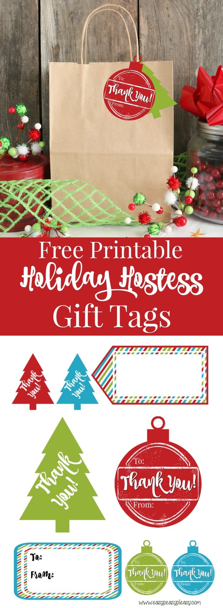 Free Printable Holiday Hostess Gift Tags found at easypeasypleasy.com