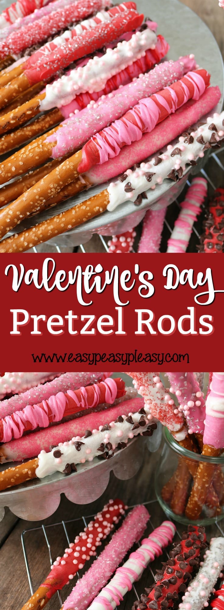 Make Valentine Day Special with easy homemade chocolate covered pretzel rods.