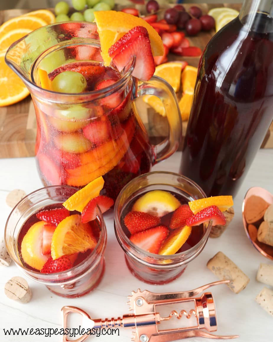Get your drink on with this easy and Deliciously Fruity Sangria Recipe.