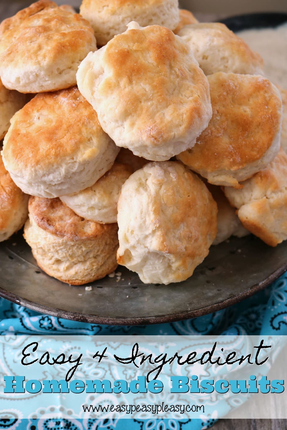 Y'all, I finally nailed the perfect homemade biscuit using only 4 ingredients. This homemade biscuit recipe was taught to me by pops. They turn out fluffy and delicious every time.