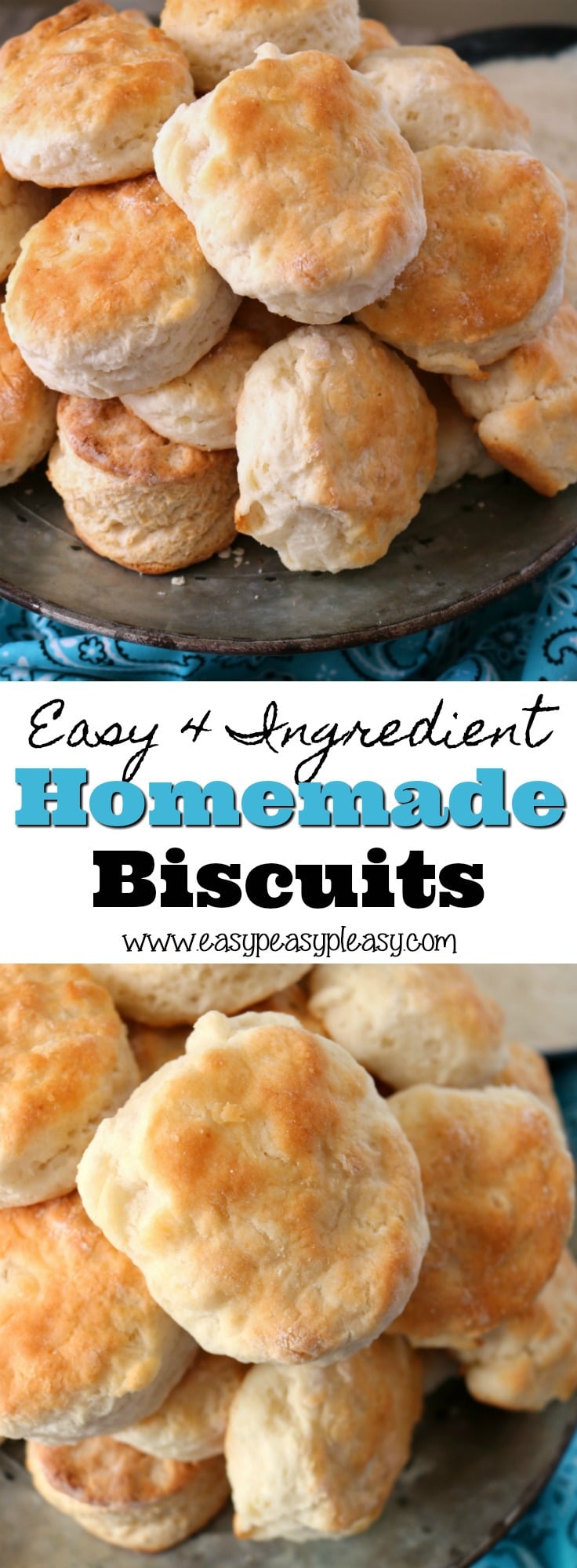 Y'all are going to love these delicious and fluffy homemade biscuits recipe. It only takes 4 ingredients. I've been trying to make a good homemade biscuit for years and Pops finally taught me how.