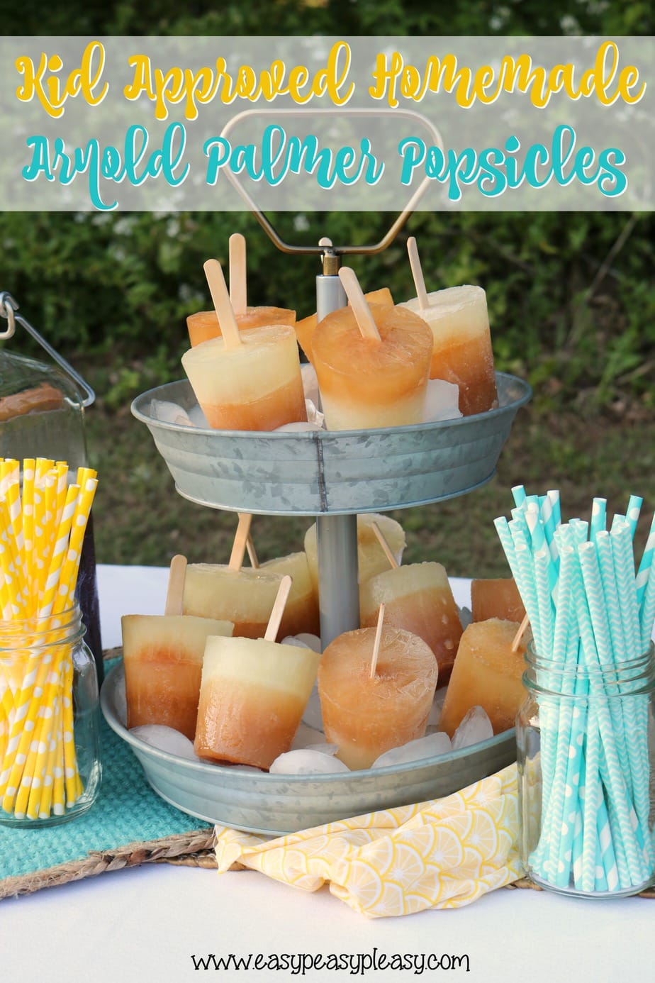 Looking for a kid approved homemade popsicle Check out these super easy Arnold Palmer Popsicles. Lemonade and tea make the best combo.