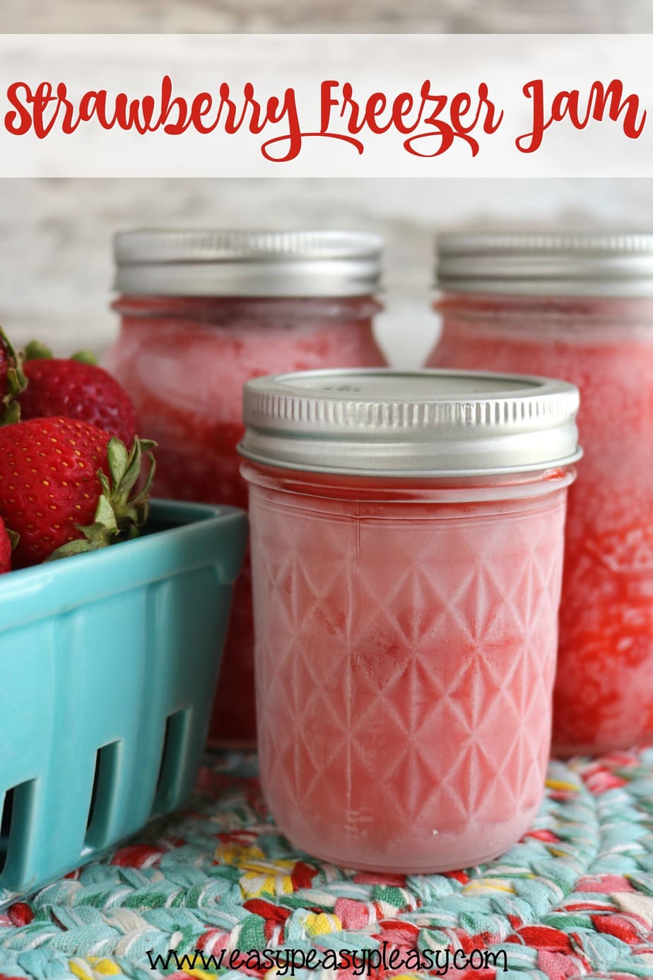 Grab this super easy Strawberry Freezer Jam recipe and find out how to use up a flat of strawberries.