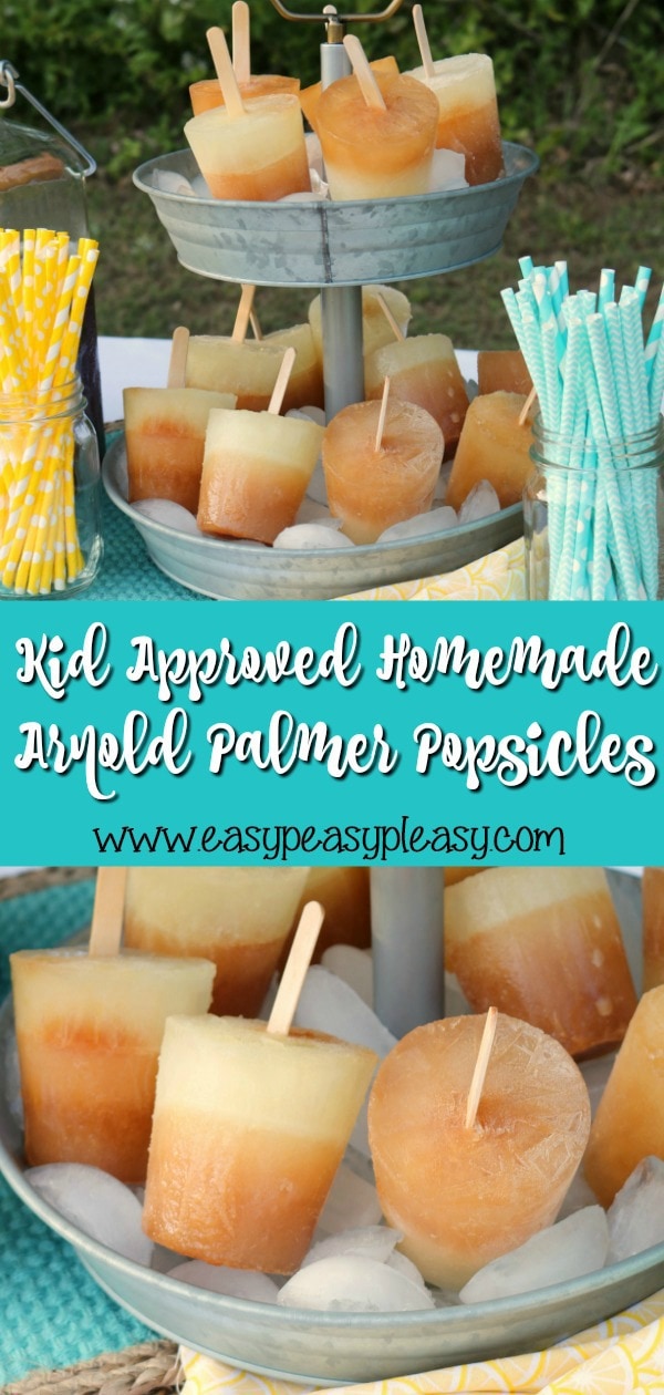 Kid Approved Homemade Arnold Palmer Popsicles. What's not to love about this frozen lemonade and frozen tea combination.
