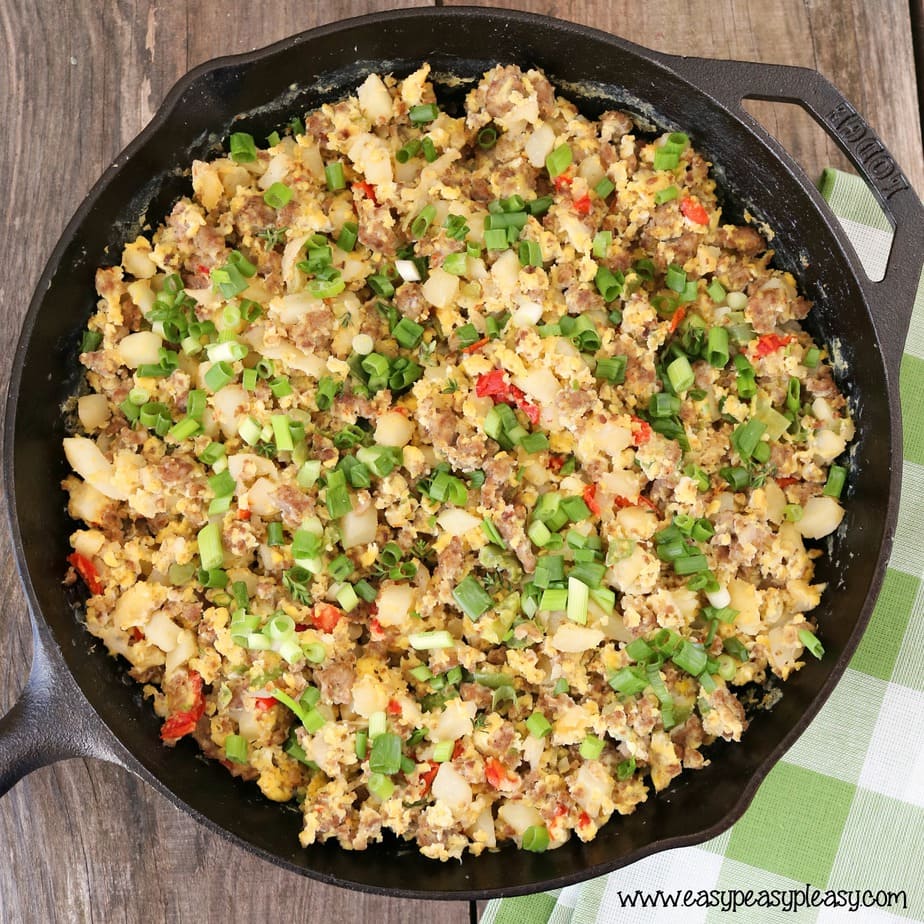 Grab a spoon and dig into this super easy One Pan Breakfast Skillet. It's the perfect savory dish for your next brunch, breakfast, or potluck.