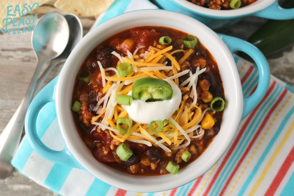 Comforting One Pot Chicken Chili - Easy Peasy Pleasy