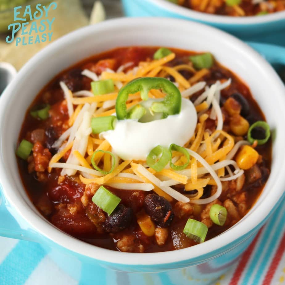 Comforting One Pot Chicken Chili is the perfect weeknight meal!