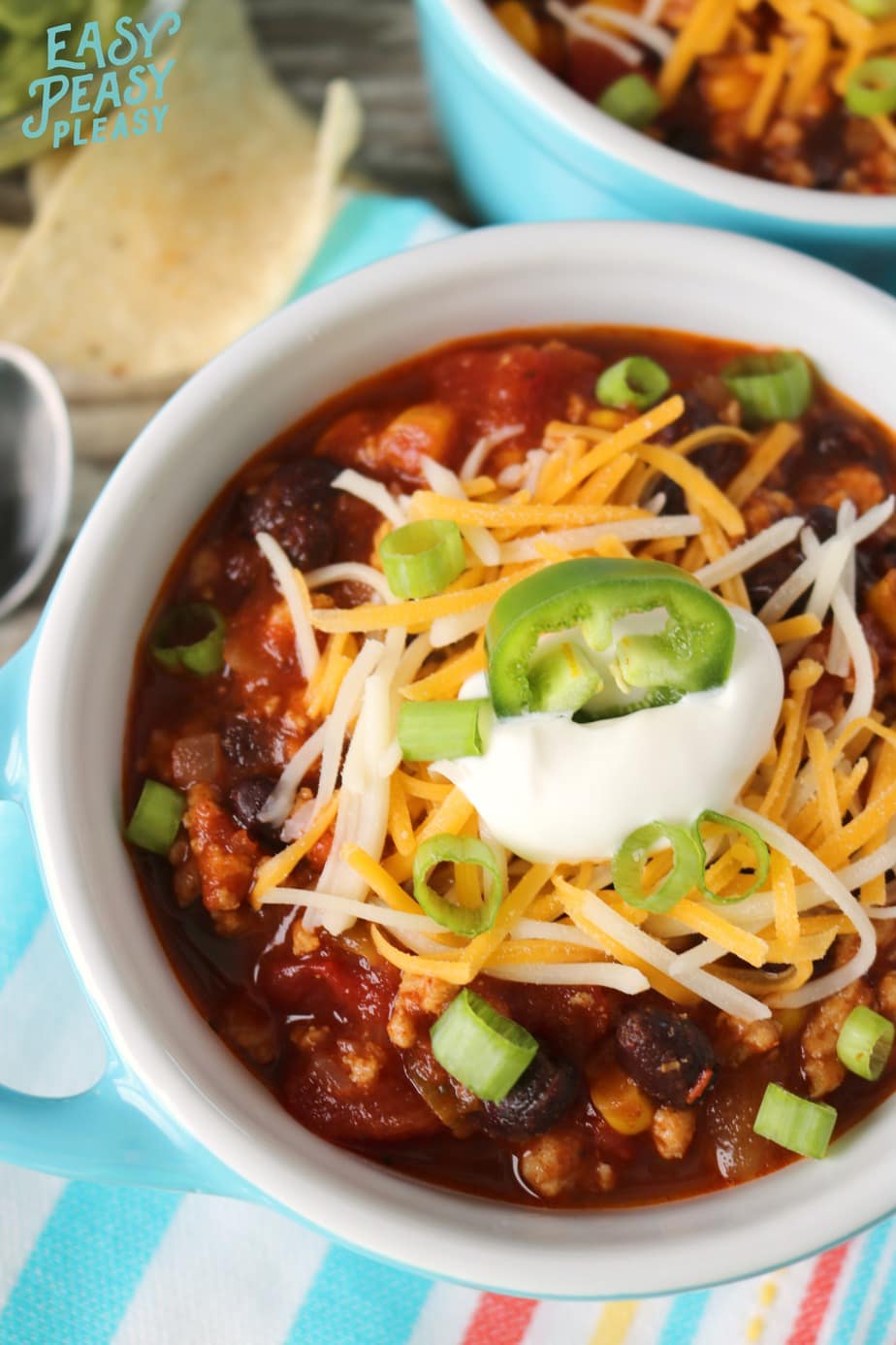 Make this easy One Pot Chicken Chili on a weeknight in no time.