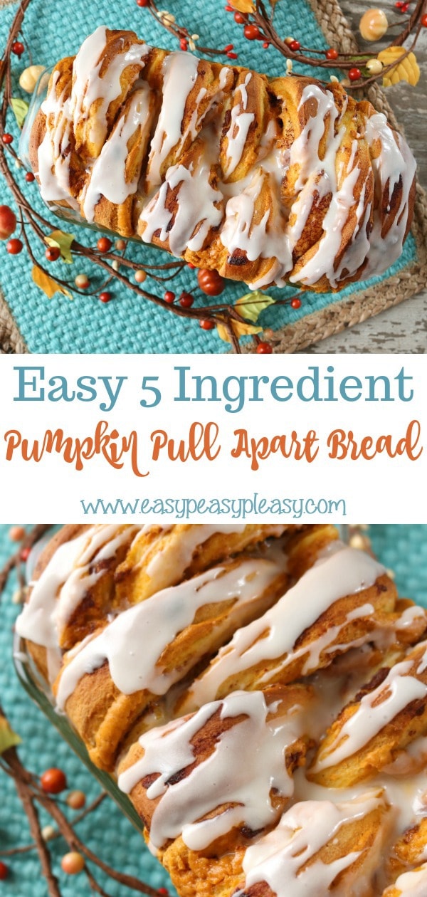 Satisfy your pumpkin sweet tooth this fall with an easy 5 ingredient Pumpkin Pull Apart Bread.