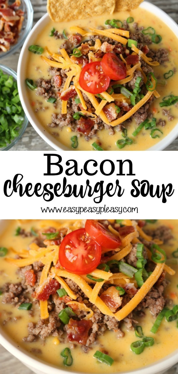 Bacon Cheeseburger Soup is the perfect freezer meal to make make meal prep easy all month long.