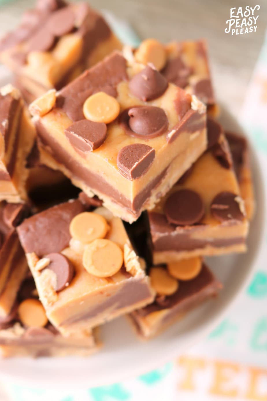 Easy 3 Ingredient Chocolate Peanut Butter Fudge that taste like a peanut butter cup.