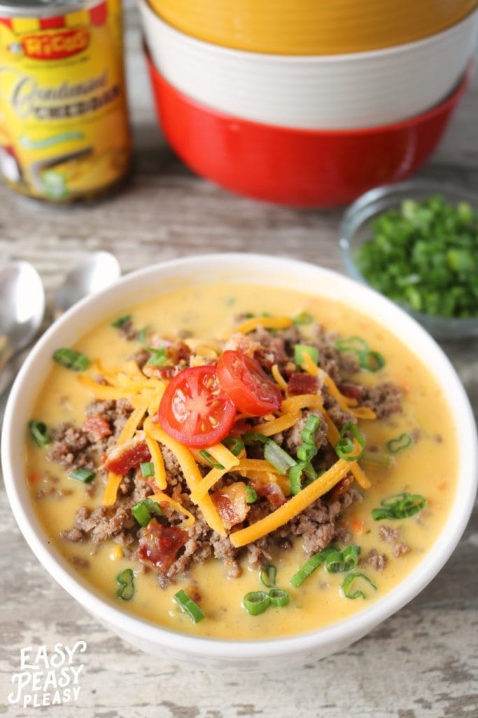 Winner Winner Bacon Cheeseburger Soup Dinner - Easy Peasy Pleasy