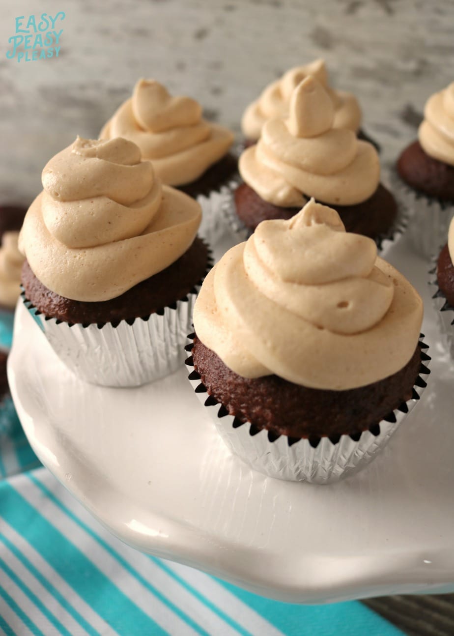 Grab some cream cheese, peanut butter, powdered sugar, and cool whip to take make the best Peanut Butter Frosting to up your cupcake game.