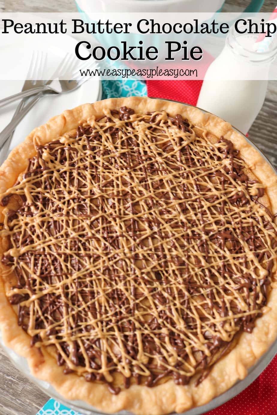 Peanut Butter Chip and Chocolate Chip Cookie Pie is the perfect dessert if you love cookies and pie.