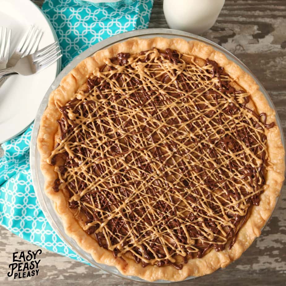 Peanut Butter Chocolate Chip Cookie Pie is the perfect dessert for cookie and pie lover.