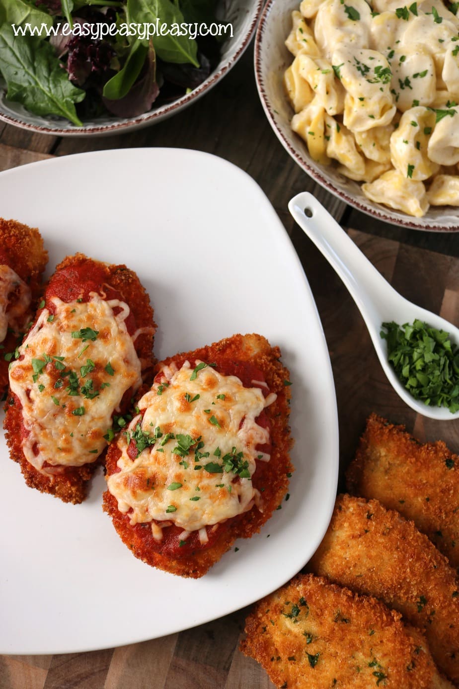 Easy homemade Chicken Parmesan is requested by my kiddo on a weekly basis.