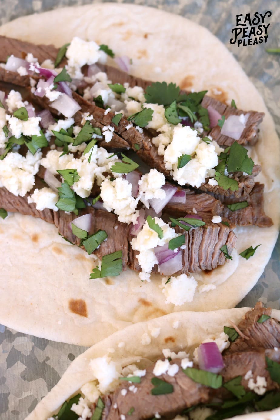 Kick up Taco Tuesday with this easy Steak Soft Taco recipe at Easy Peasy Pleasy.