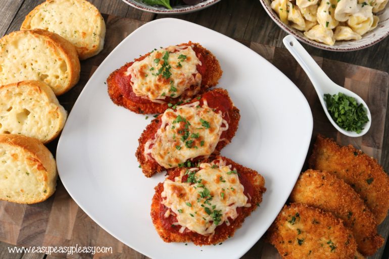This easy homemade Chicken Parmesan is my kids most requested meal. Cheesy saucy goodness is on the menu tonight.