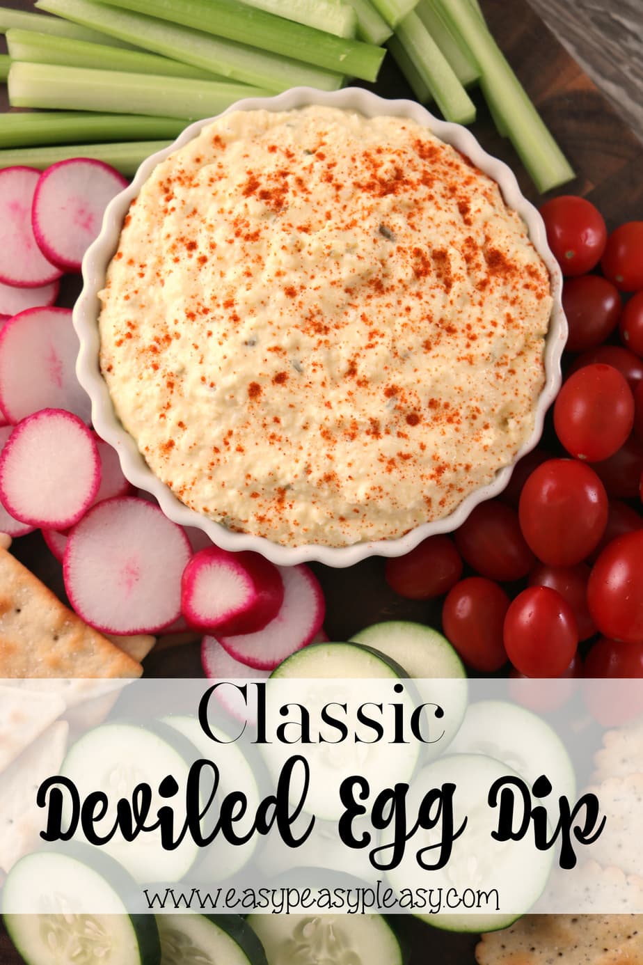 Classic Deviled Egg Dip is the perfect appetizer or addition to any meal or holiday. #deviledegg #deviledeggs #deviledeggdip #appetizer #partyfood #holidayfood