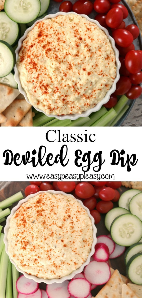 Reinvent the Classic Deviled Egg with this easy Deviled Egg Dip. Perfect for holidays, game days, or as anappetizer. #deviledegg #deviledeggs #deviledeggdip #appetizer #holidayfood #partyfood