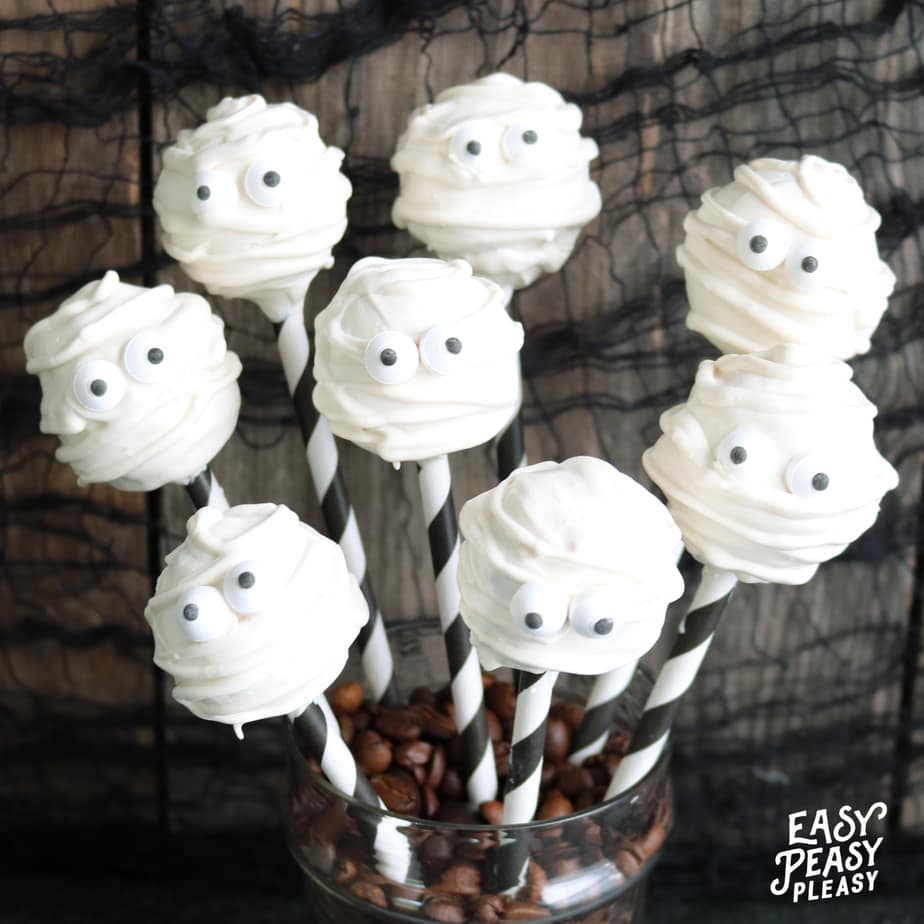 Easy 4 Ingredient Donut Hole Mummy Pops