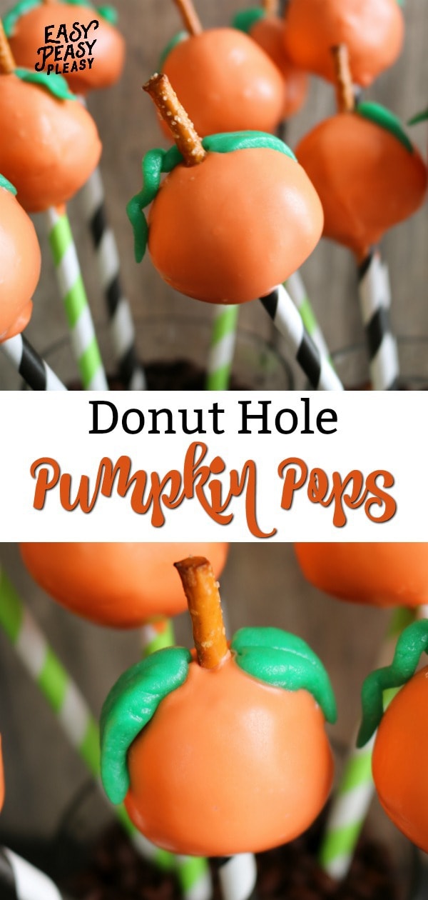 You only need 5 ingredients to make these super cute Donut Hole Pumpkin Pops. Perfect sweet treat recipe for Fall, Halloween, and Thanksgiving.