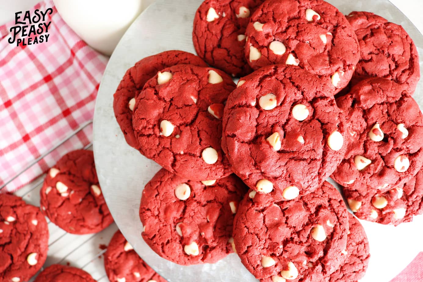 4 Ingredient Red Velvet Cake Mix Cookies perfect for Valentines Day!