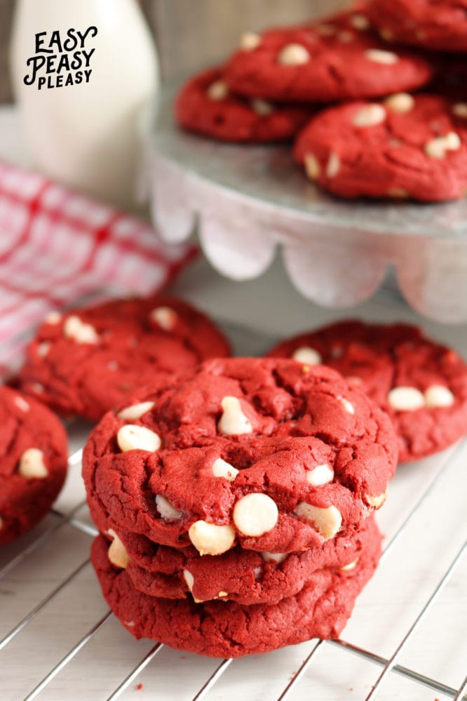 4 Ingredient Red Velvet Cake Mix Cookies - Easy Peasy Pleasy