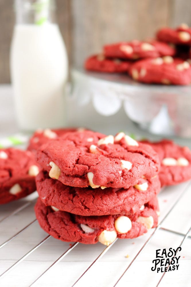 4 Ingredient Red Velvet Cake Mix Cookies - Easy Peasy Pleasy