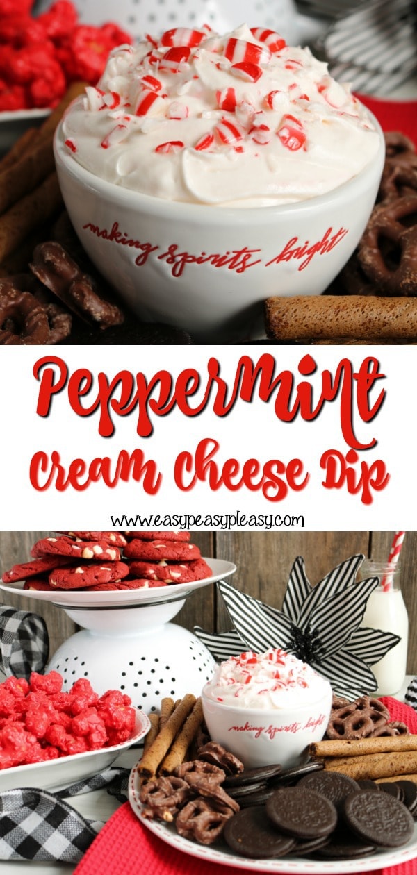 (ad) Easy 4 Ingredient Peppermint Dip Recipe perfect for Christmas using amazing serving dishes found at Guess and Company.