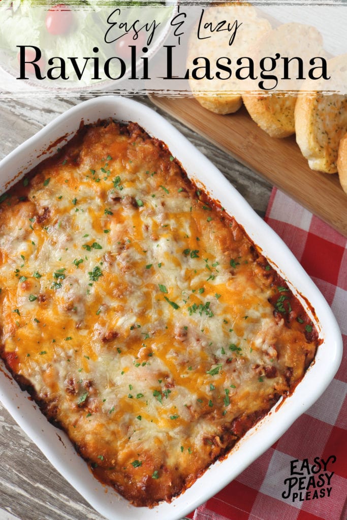 Easy Lazy Ravioli Lasagna Recipe using only 5 Ingredients for any night of the week.