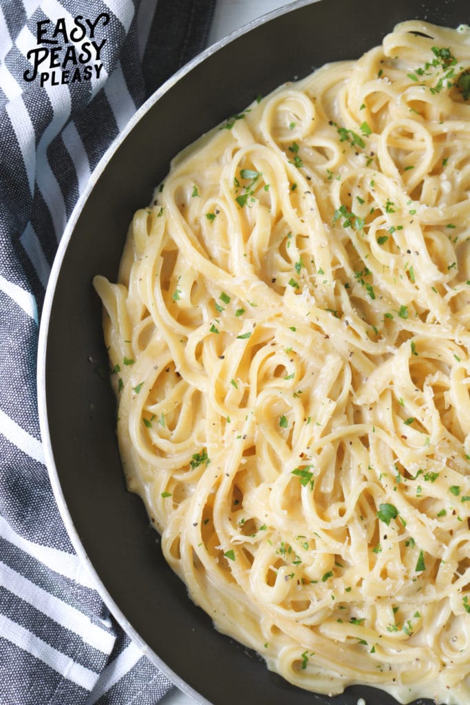 Easy One Pan Fettuccine is perfect for any weeknight meal.