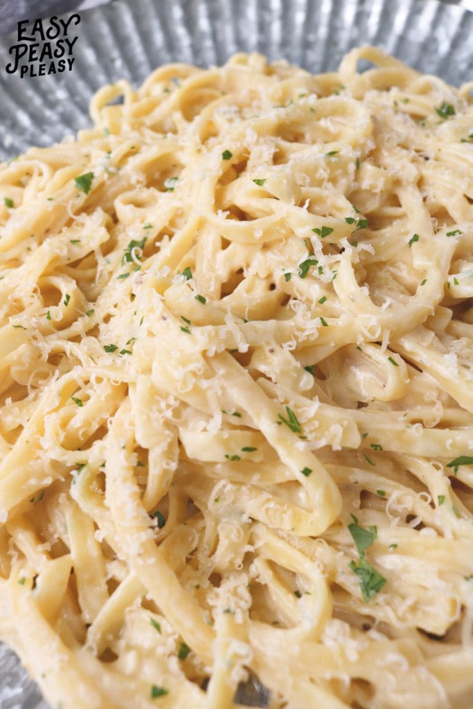 One Pan Fettuccine is the perfect 20 minute recipe for any night of the week. Plus less cleanup.