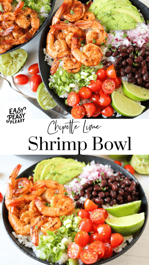 Chipotle Lime Shrimp Bowls bring the flavor all year year long. Great for grilling or cooked in a skillet. Mix it up for Taco Tuesday or Cinco De Mayo.