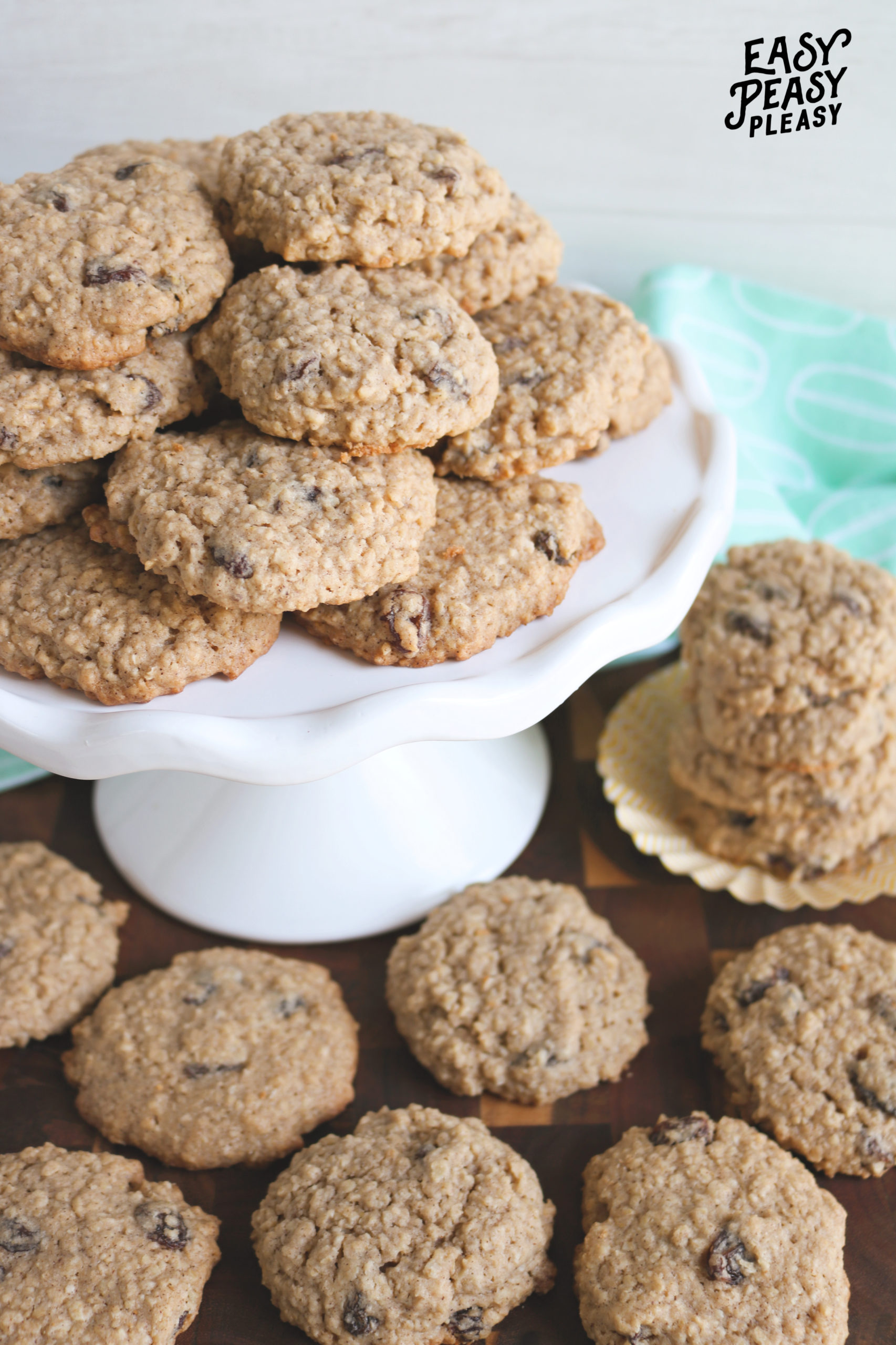 These soft batch Oatmeal Raisin Cookies are the perfect way to use up your pantry staples.