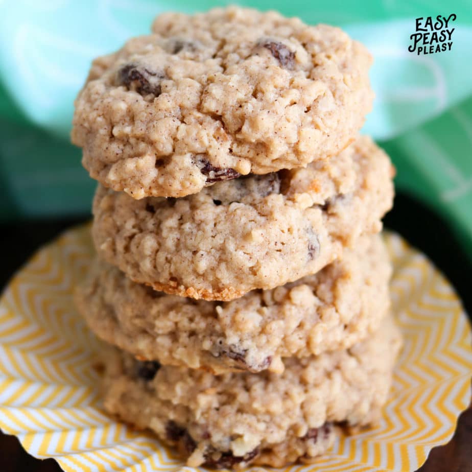 Using your pantry staples, whip up a batch of these saft and chewy Oatmeal Raisin Cookies.